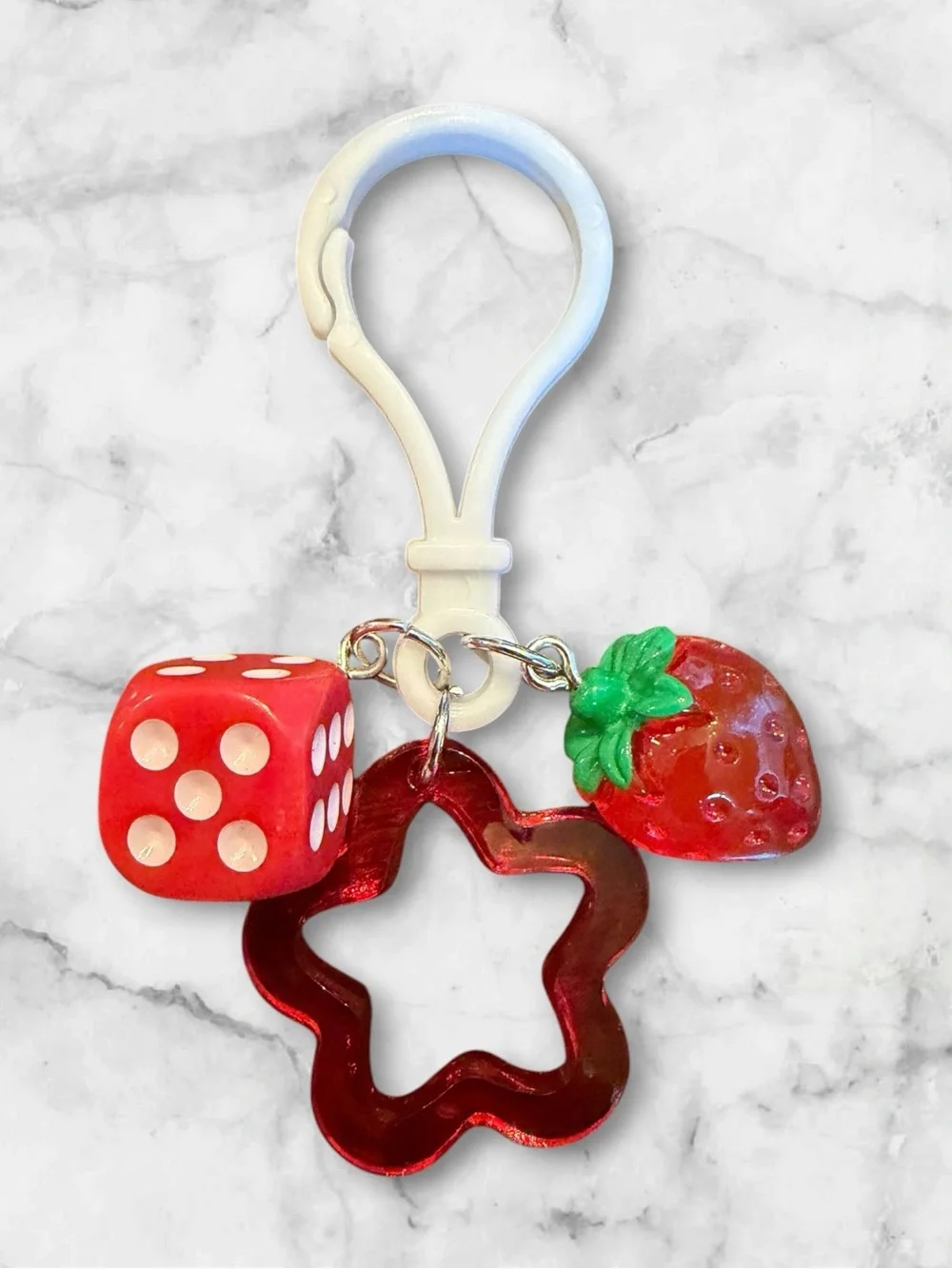 Giveaway-Red Strawberry & Dice Keychain Charm